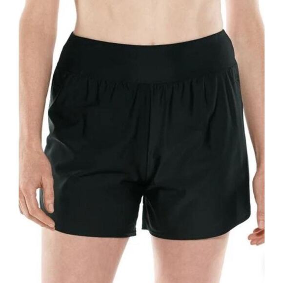 Coolibar Ripple Swim Shorts with Brief Size Small in Black NWOT - Picture 2 of 11